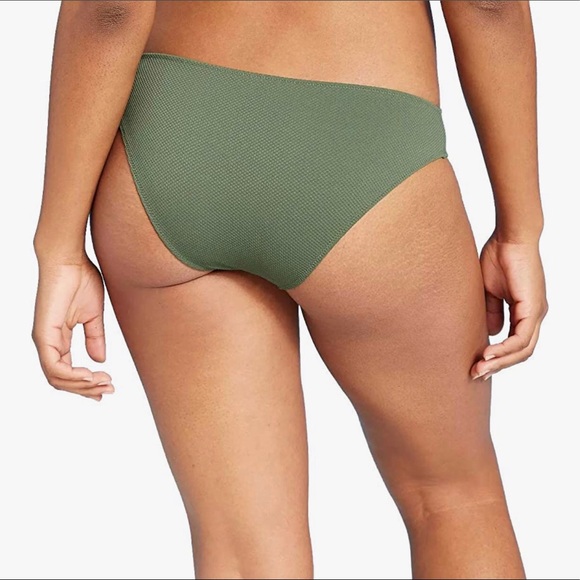 SHADE & SHORE Textured Cheeky Bikini Bottoms Palm Green L - Picture 2 of 5